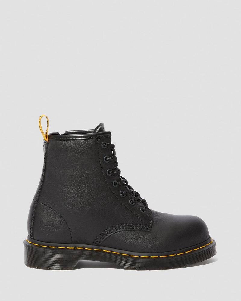 Women's Dr Martens Maple Zip Newark Steel Toe Work Boots Black | AU 400EBC